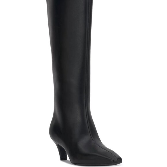 INC Sameya Knee High Boots Black Smooth 6M Kitten Heel MSRP $189 - Picture 1 of 7